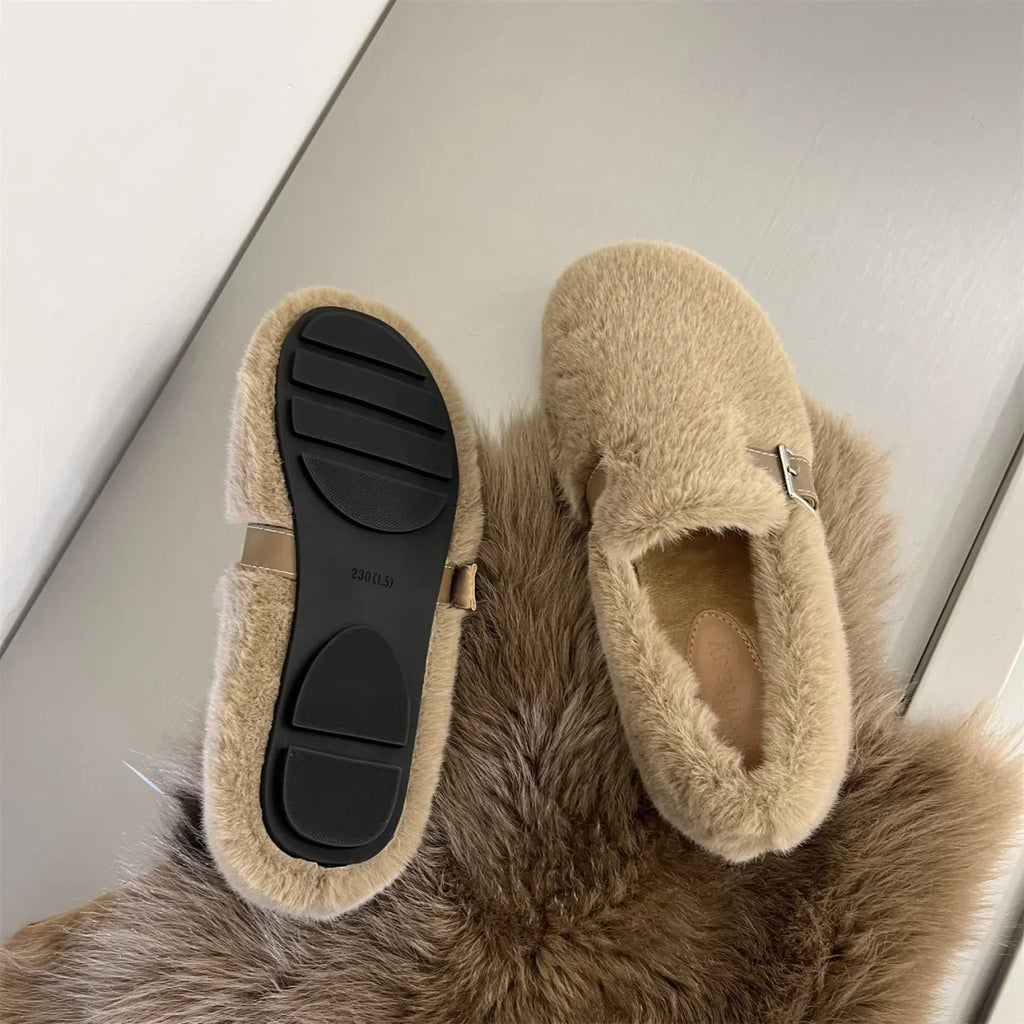 Autumn Women's Flat Shoes New Keep Warm Fur Flat Slip on Casual Shoes for Women Loafers New Fashion Light Women's Walking Shoes