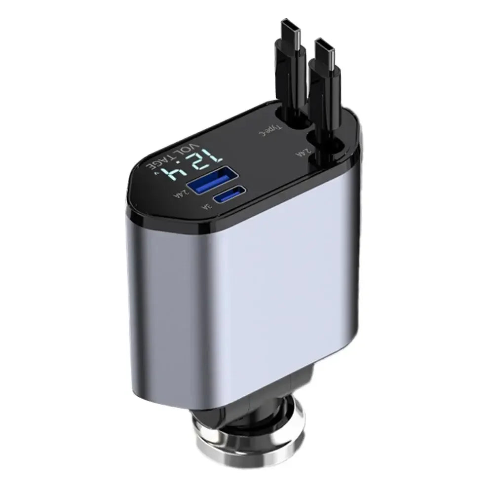 100W Car Charger Dual Type-c Interface Fast Charging The Two Supports Same Devices At Design Time Retractable Charging Tool