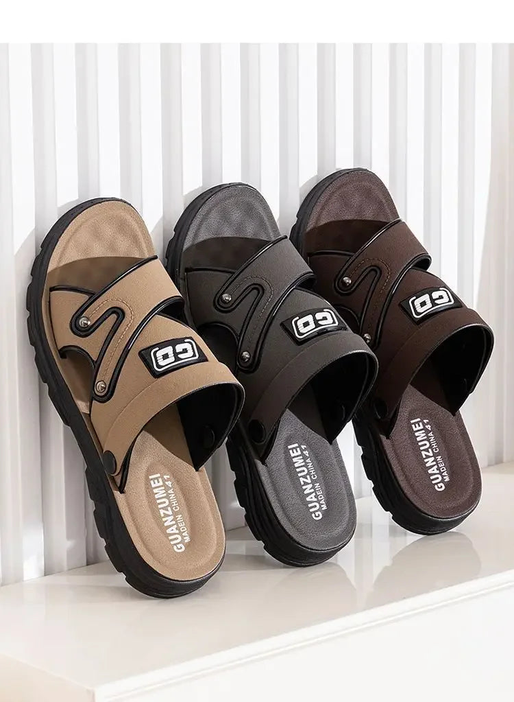 Simple Comfort Mens Slippers Soft Sole Versatile Men Shoe 2025 Summer Comfort Men Sandals Thick Soled Anti Slip Men Casual Shoes