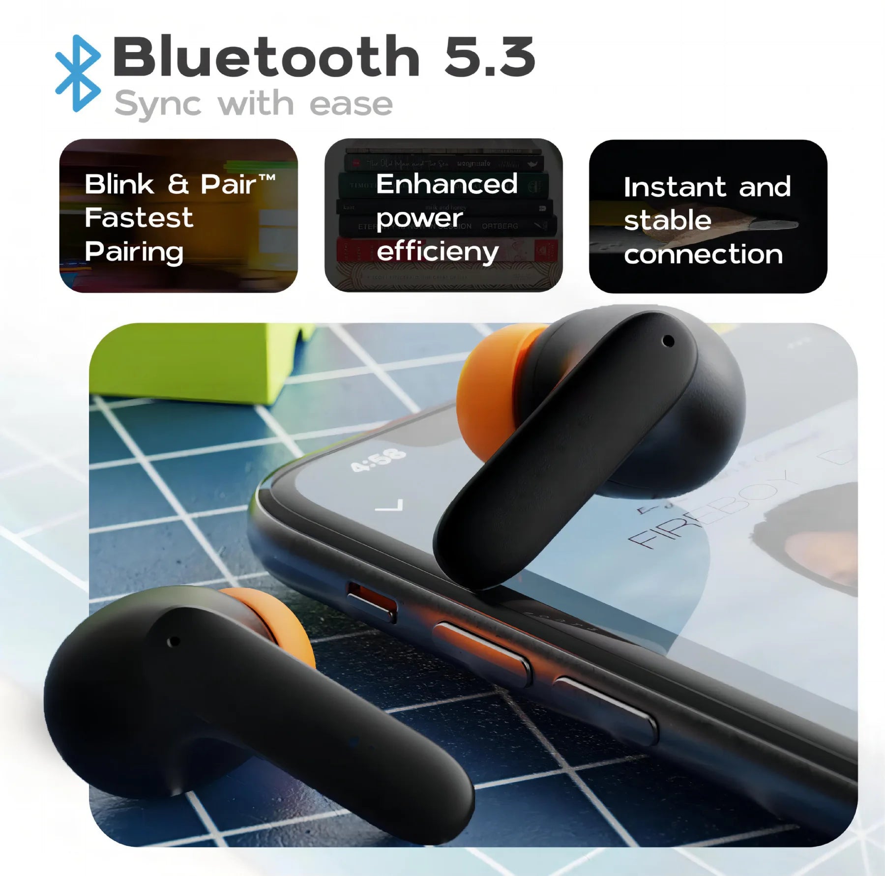 Dual Microphone ENC Noise Reduction Bluetooth Eaphones IPX5 Waterproof Fast Charging Low Latency Play Game Listen Music Earbuds