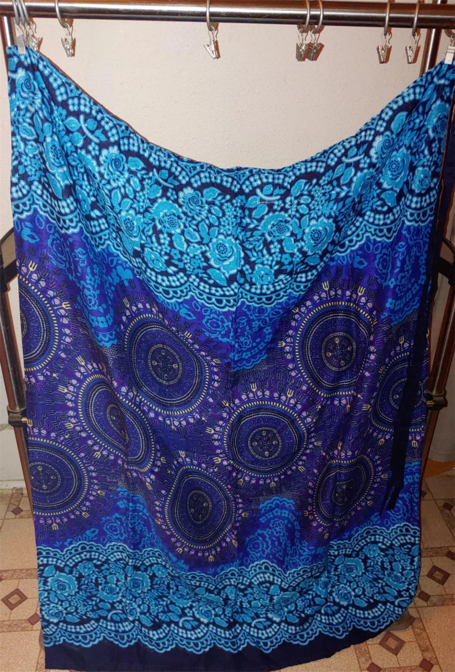 Women’s Boho Maxi Wrap Long Skirt Tie Up Beach Cover Up Dress Vintage Bohemian Adjustable High Waisted Holiday Rayon Dress