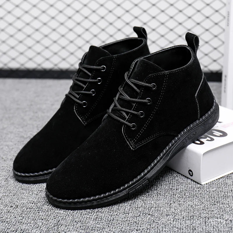 2025 New Men Shoes Luxury Suede Men Chelsea Boots Fashion Comfortable Lace Up Ankle Boots Outdoor Casual High Quality Men Boots