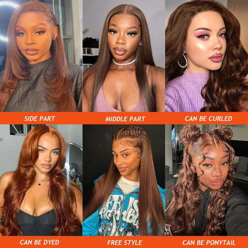 Brown Closure 4x4 Free Part Chocolate Brown #4 Color Straight Wave Closure 100% Human Hair Extensions Pre-plucked Remy 150%