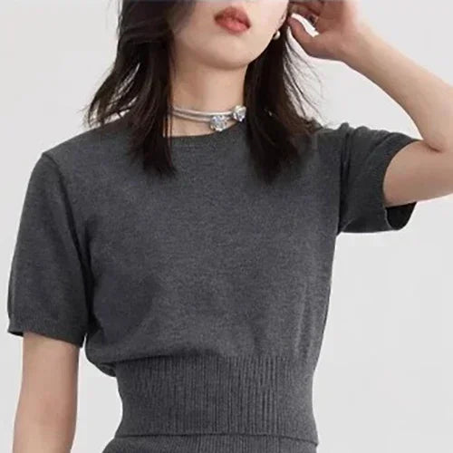 CHIC VEN Women Skirt Sets Solid Knitted Cardigan Short Sleeved Top Female Pleated Skirt Three Piece Optional Spring Autumn 2024
