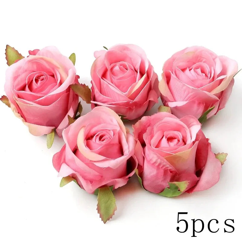Pink Artificial Flowers Head For Wedding Home Room Decor DIY Fake Flowers For Decoration Birthday Party Craft Wreath Decoration