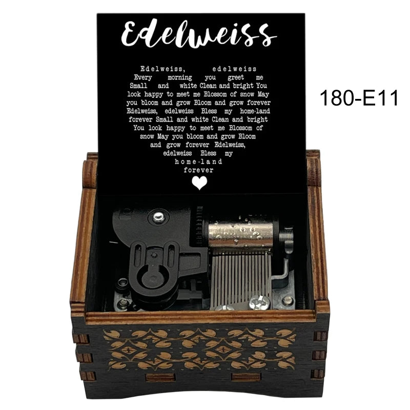 Edelweiss Wooden Music Box 18 Note Wind Up Movement Boutique Friends Birthday Gift Cute Home Decoration