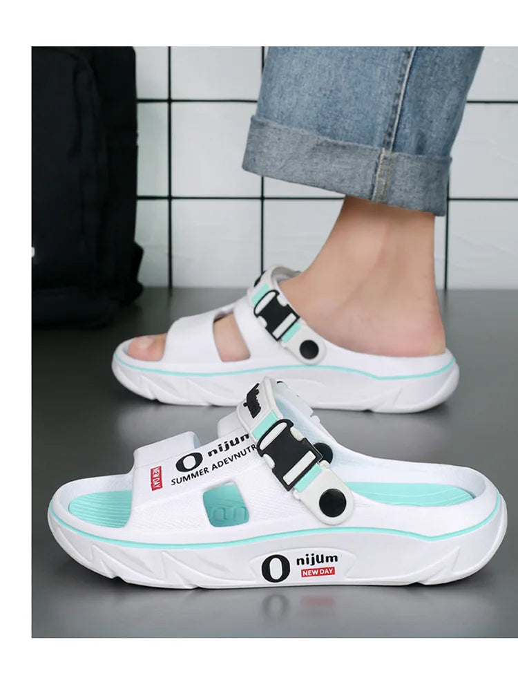 Summer Shoes Men Men's Sandals Anti-odor Thick Bottom Home Slippers Male Fashion New Anti-slip and Wear-resistant 2025 Eva Beach