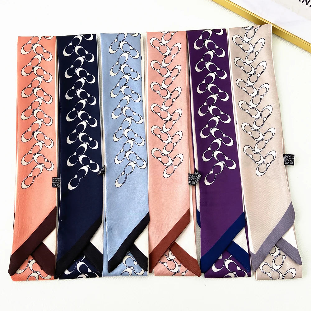Korean Version of The Autumn Plain Color New Women's Ribbon Hair Ribbon Streamer Tied bag Long belt silk scarf Small Scarf Scarf