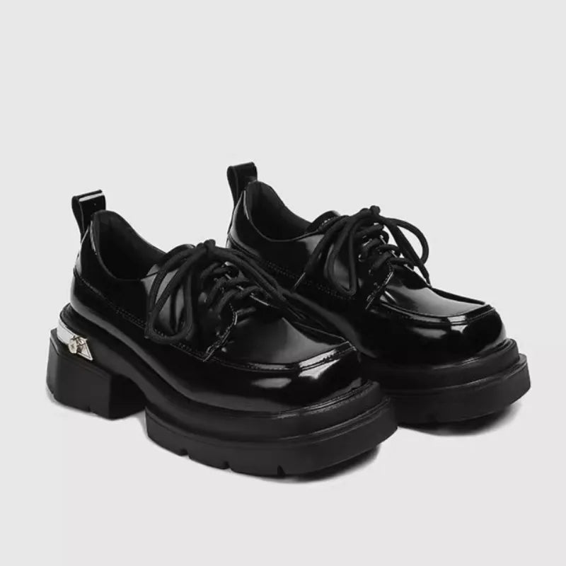 Autumn New Thick Heel Shoes Women's Fashion Round Head Thick Sole Front Strap Thick Sole Non-slip Low Top Shoes