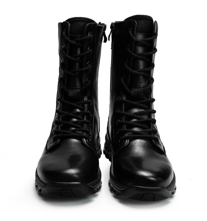 Genuine Leather Ankle Boots Men Outdoor Leather Winter Fur Warm Man Boots Army Hunting Boots for Men Shoes Casual Black Boots