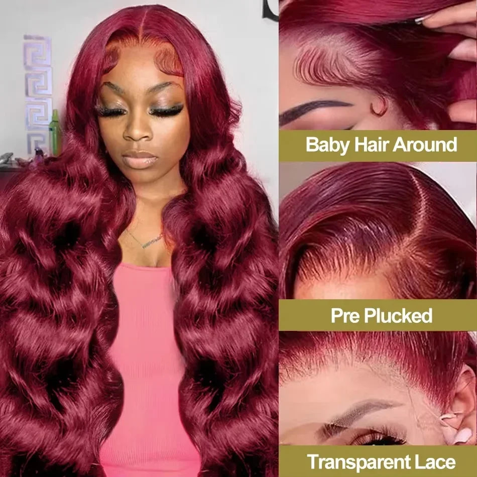 Lafino Loose Body Wave 13x4 Lace Frontal 99j Hd Lace Frontal Wig 13x6 Burgundy Human Hair Wig Colored Human Hair Wigs For  Women