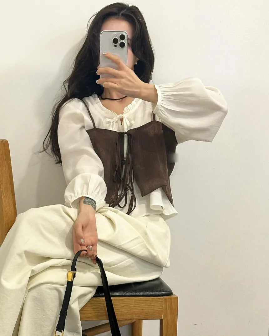 Chic Summer Loose ort Svel Vest Women's Faion Design Collar Tied Casual Versatile Layering Top Chinese Brand