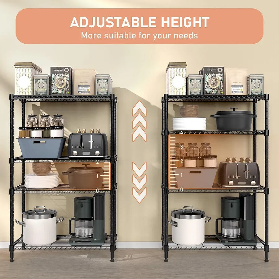 1400 lbs 4 Tier Storage Rack Metal Wire Shelving Unit Storage Standing Household Shelf Organizer for Kitchen Pantry Closet Gara
