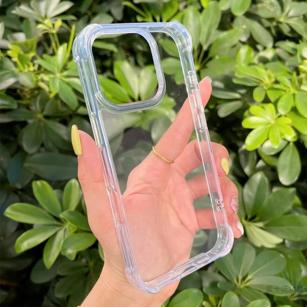 Transparent thicken corner shockproof phone case for iPhone 16 15 14 13 12 11 Pro Max full cover protection armor hard cover