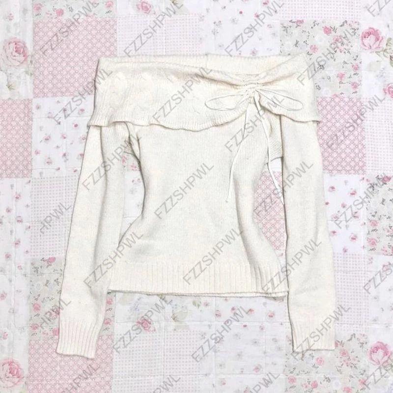 Y2k women's autumn and winter long sleeve sweater trend casual sweet slim knit Harajuku fashion retro warm electronic girl tops