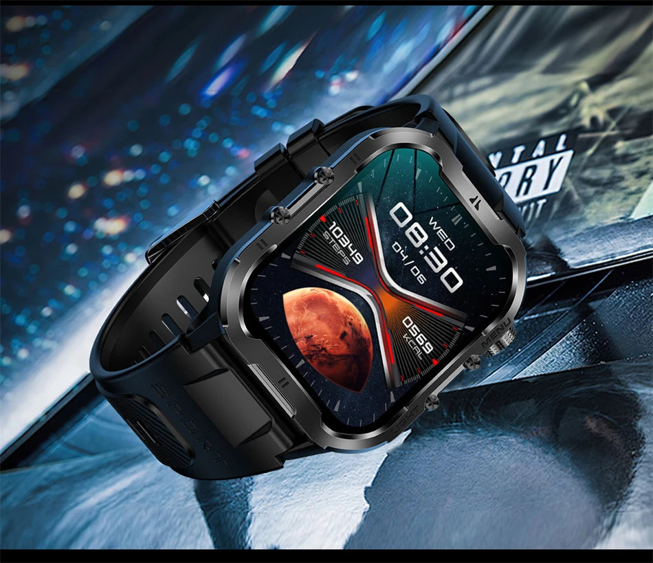 2024 New For Xiaomi Military Smart Watch Men Outdoor Sports Flashlight Fitness Watches Health Monitor 1.96" BT Call Smartwatch