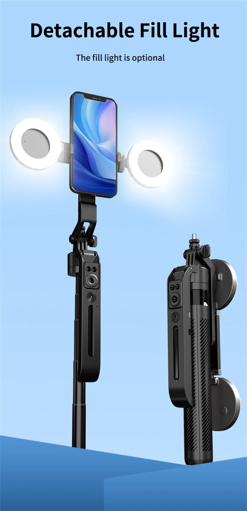 COOL DIER 2025 NEW Gimbal Stabilizer Wireless Selfie Stick Foldable Tripod Holder With Bluetooth Shutter Monopod For IOS Android