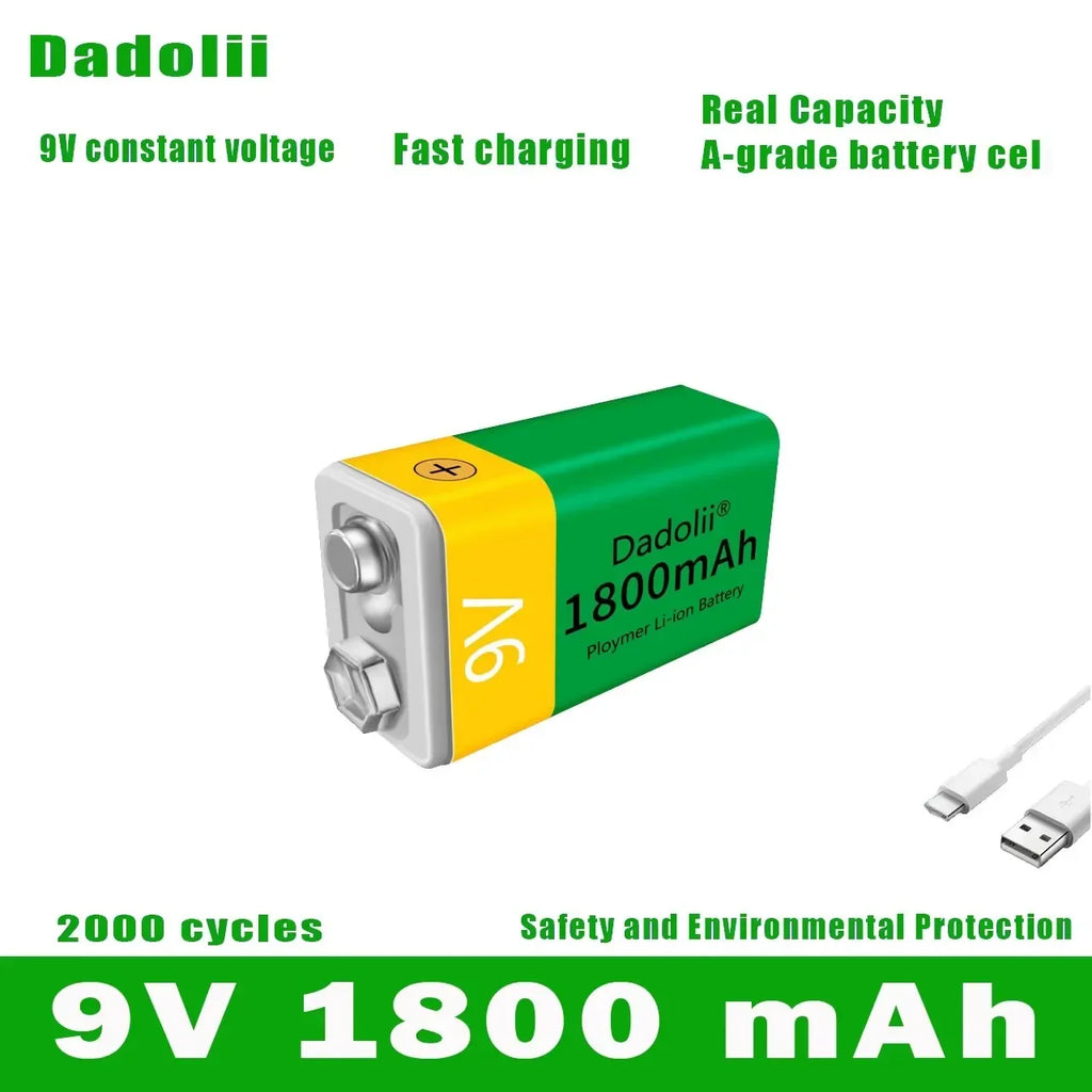 2024 9V 1800mAh li-ion Rechargeable battery Micro USB Batteries 9 v lithium for Multimeter Microphone Toy Remote Control KTV use