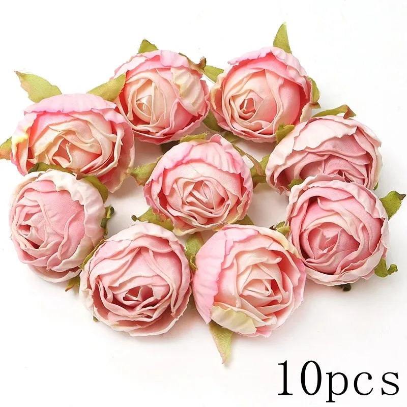Pink Artificial Flowers Head For Wedding Home Room Decor DIY Fake Flowers For Decoration Birthday Party Craft Wreath Decoration