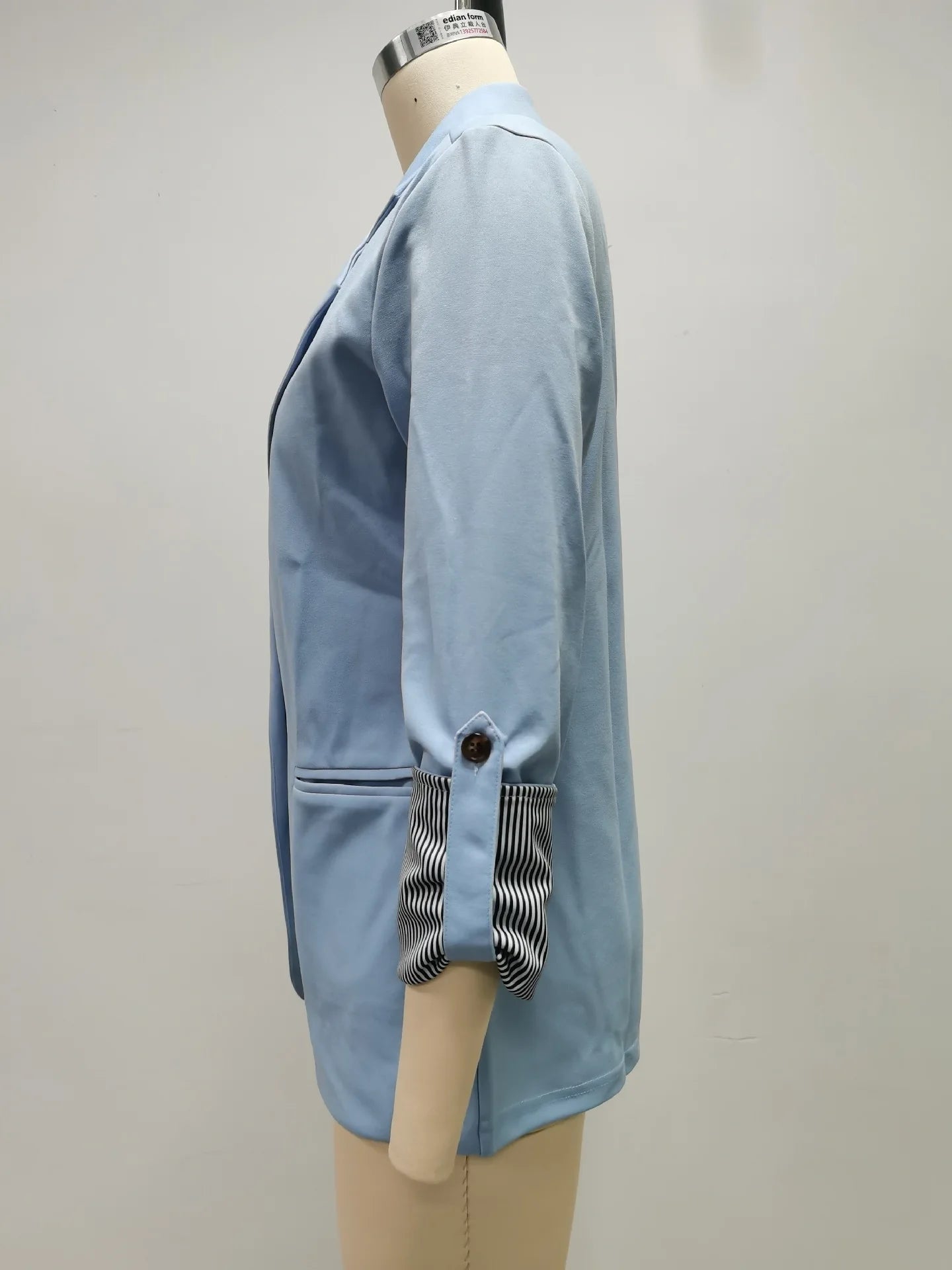 Women Autumn Winter Fashion Splicing Lapel Slim Cardigan Blazer Jacket Long Sleeve Casual