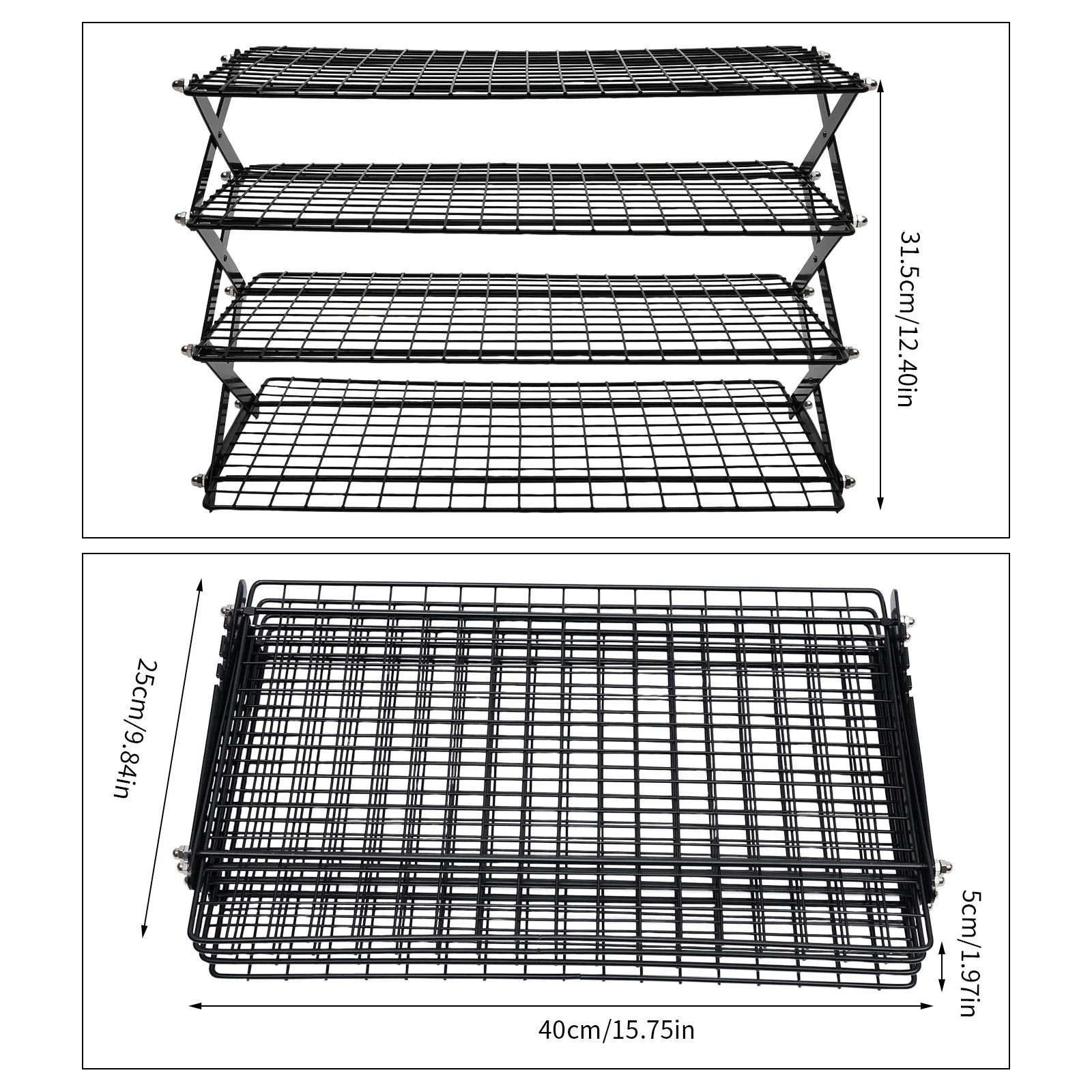 4-Tier Collapsible Cooling Rack Grilling Drying Rack Cooling Rack for Cookies Baking  40*25*31.5cm Outdoor Cooking Assistant