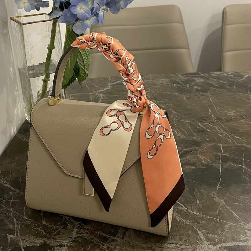 Korean Version of The Autumn Plain Color New Women's Ribbon Hair Ribbon Streamer Tied bag Long belt silk scarf Small Scarf Scarf