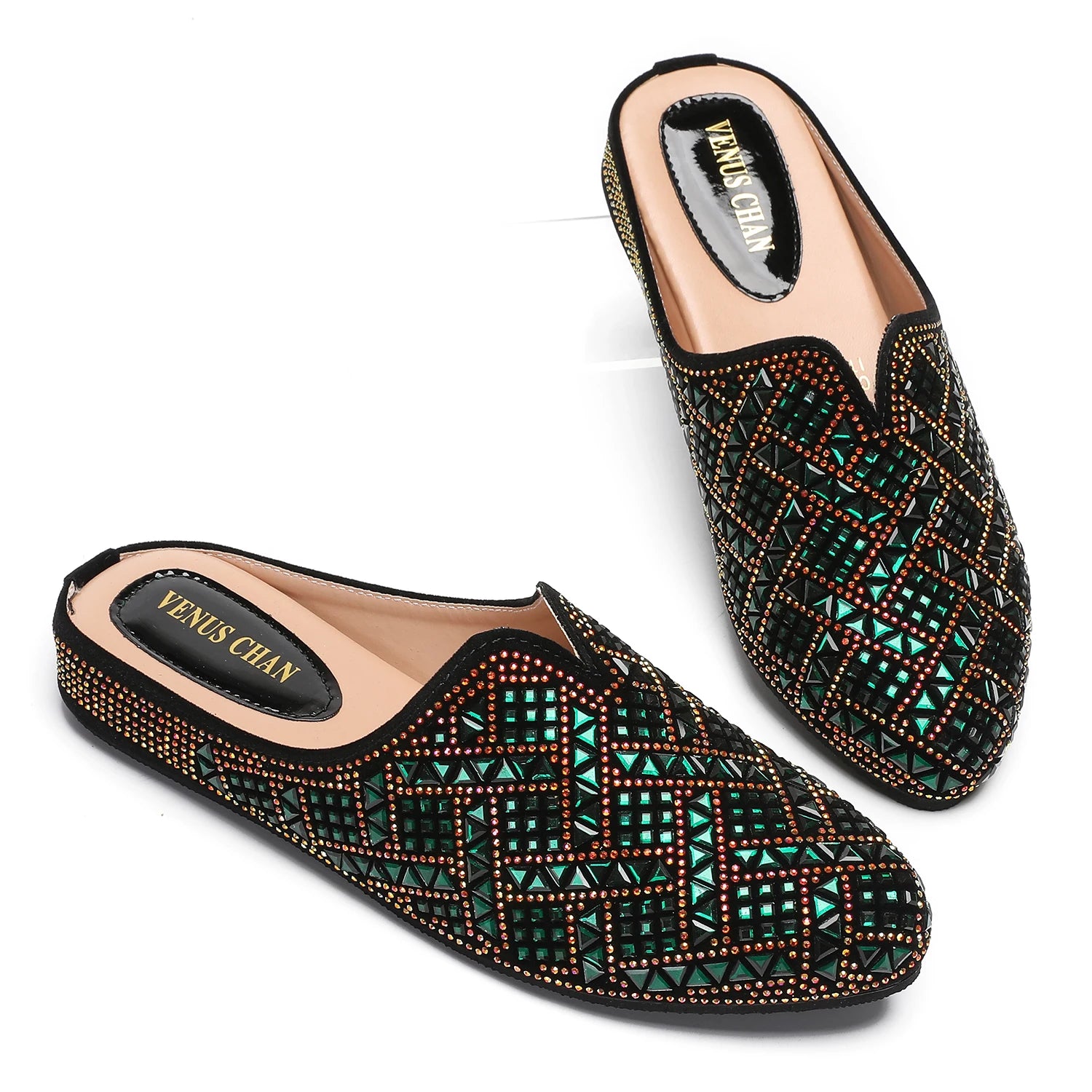 2025 Latest Design Nigeria Silver Color Half Shoes Elegant Flat Shoes for Woman Fashion Comfortable Party Slippers