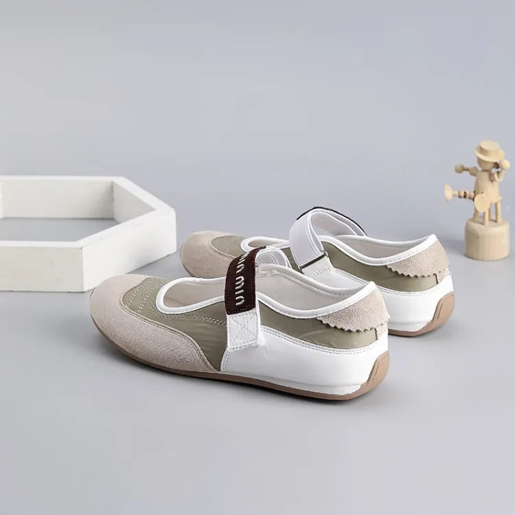 Spring and Autumn Women's Ballet Flat Shoes Retro Versatile  Shallow-mouth Single Shoes Fashion Hook Loop Casual Mary Jane Shoes
