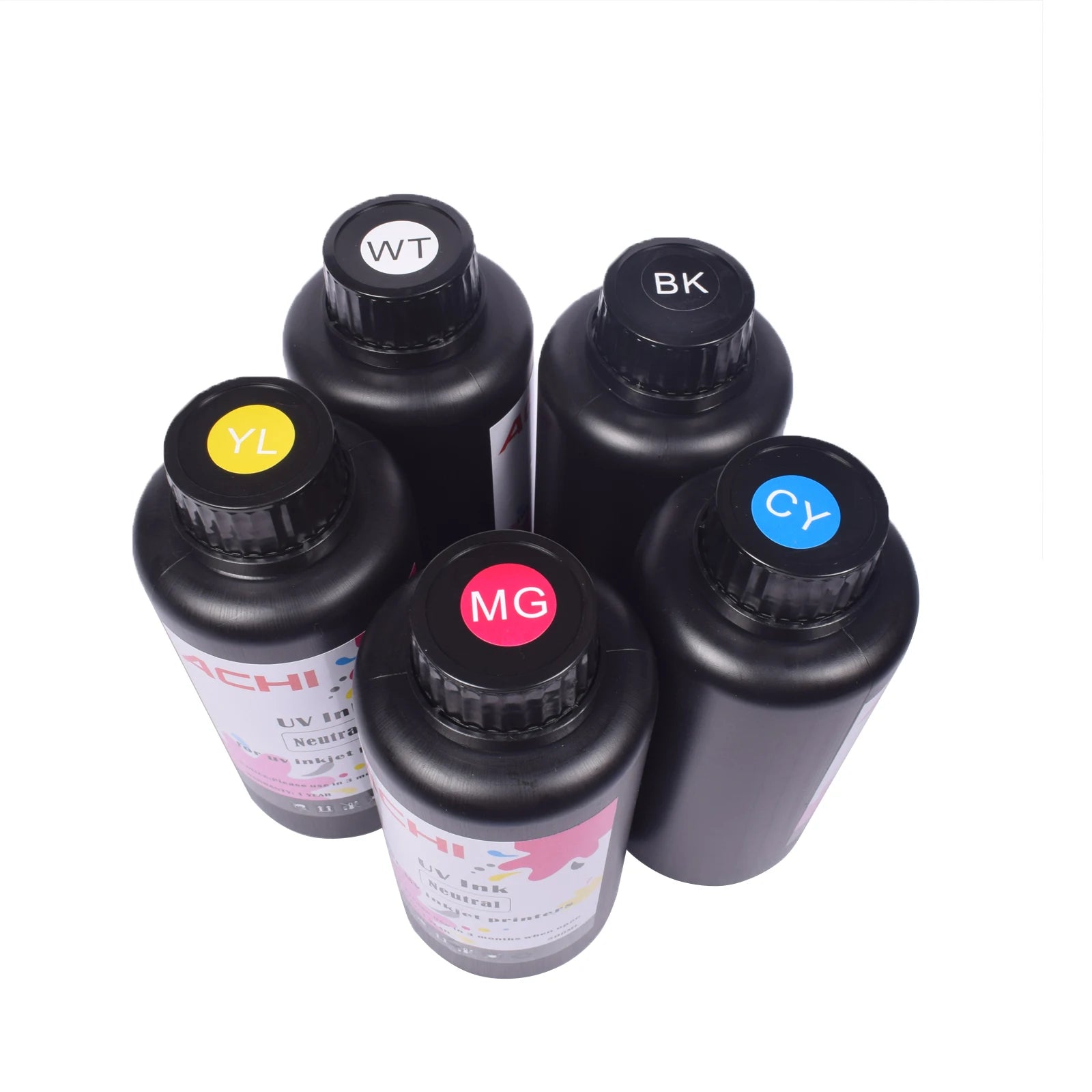 CMYKW 5*500ML UV Ink for R1390 L800 XP600 TX800 Printhead for UV A3 A4 A5 6090 Flatbed Inkjet Printer US Stock