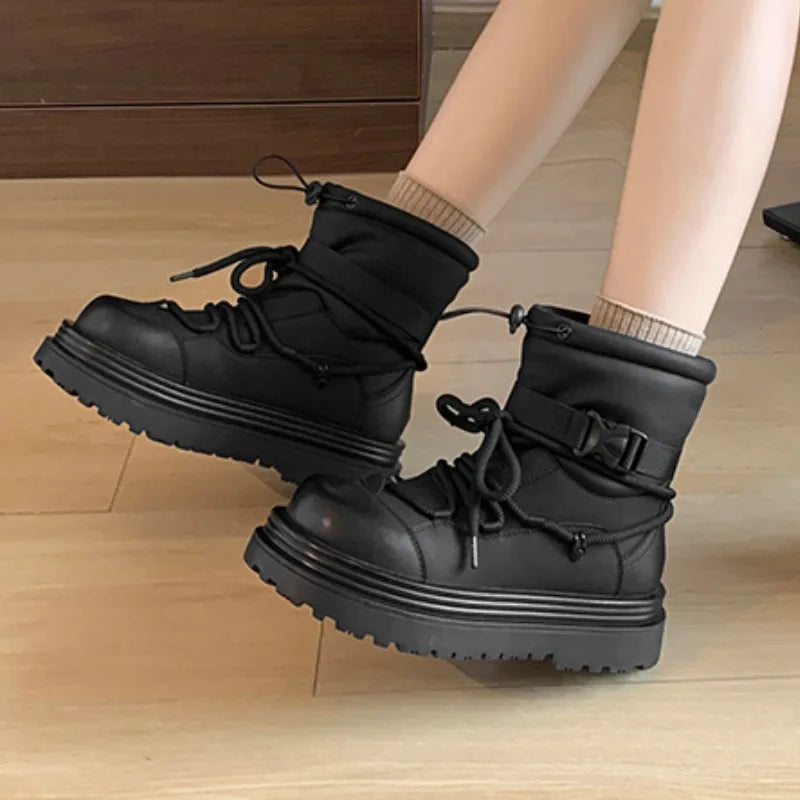 Women's Snow Boots Winter Ankle-length Flat Thick Sole Warm Cotton Shoes Short Plush Women's 2024 Casual Boots Style Flat With