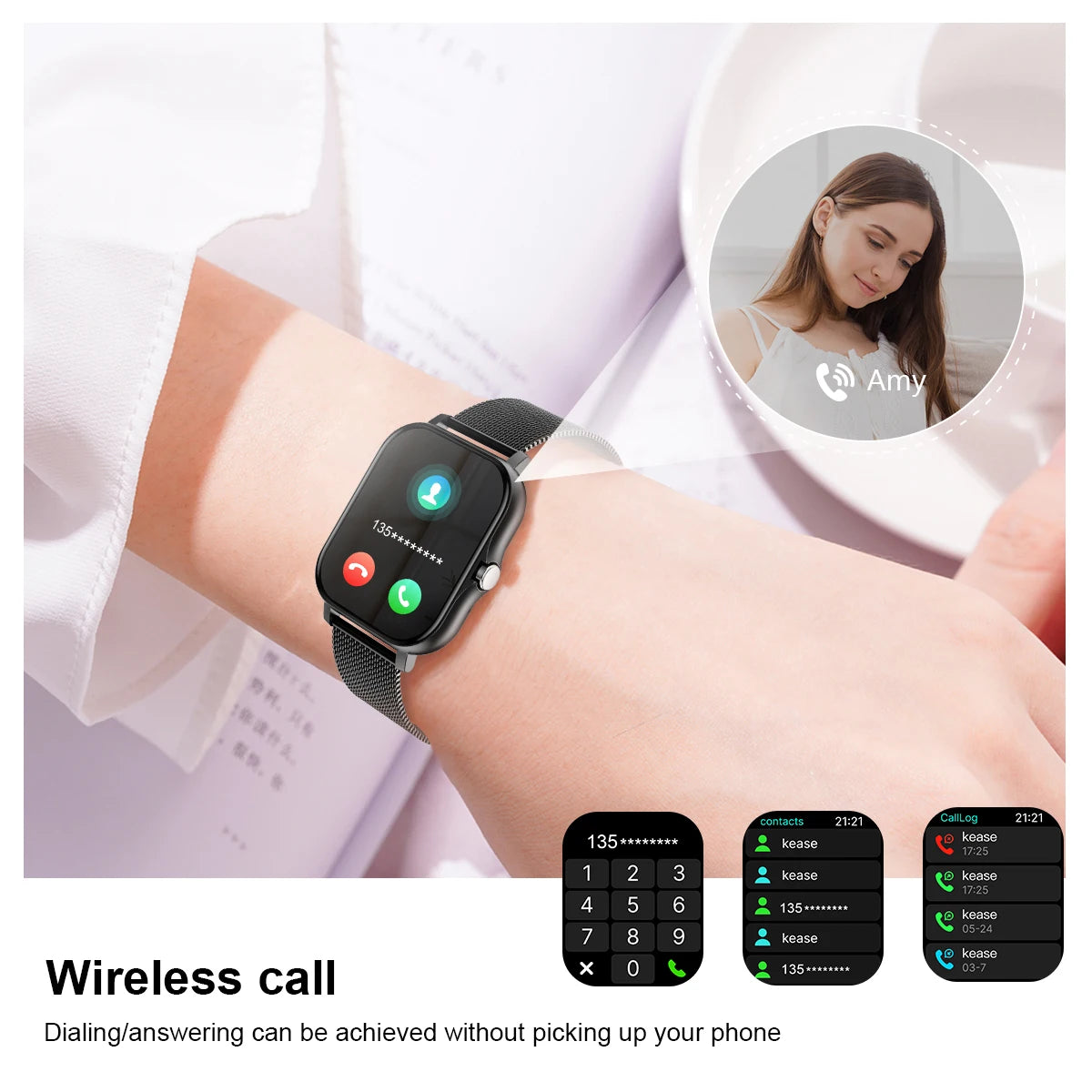 1.83 Size with smart watch, wireless call, compatible with Android and iPhone, fitness tracking unisex sports watch