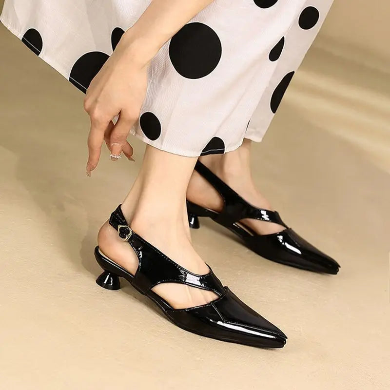 REAVE CAT 2022 Ladies Sandals Pointed Toe Heels Buckle Straps Size 33-45 Black Red Elegant S3691