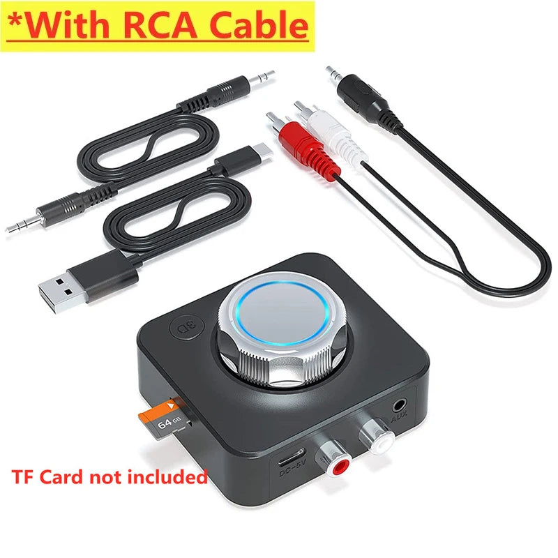 Bluetooth 5.0 Audio Receiver 3D Stereo Music Wireless Adapter TF Card RCA 3.5mm 3.5 AUX Jack For Car Speaker Amplifier Headphone