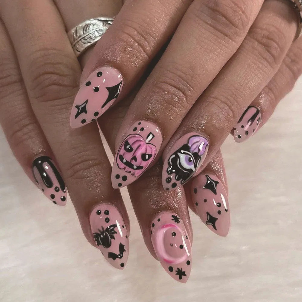 24pcs New Christmas False Nails Christmas Red Gift Box Pattern Design Fake Nail Tips for Girl Cute Short Coffin Press on Nails