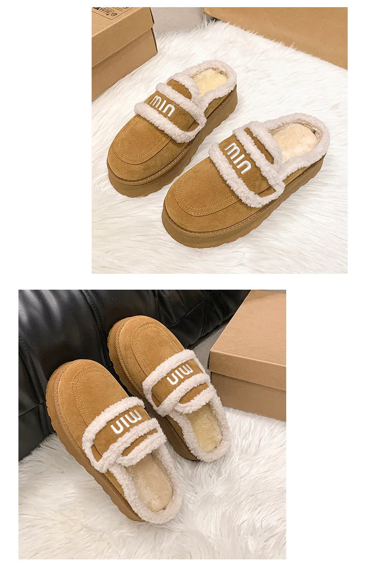 2024 Autumn/winter new m letter Baotou cotton mop with pile pile socks senior sense casual style plus velvet