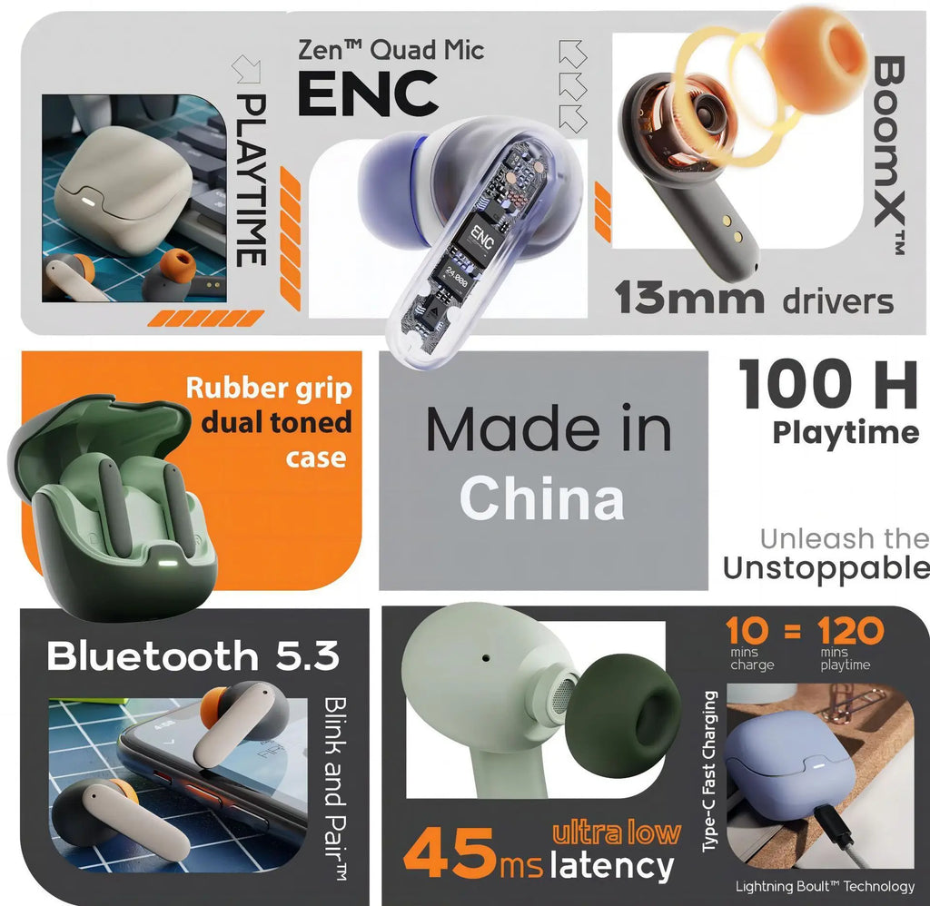 Dual Microphone ENC Noise Reduction Bluetooth Eaphones IPX5 Waterproof Fast Charging Low Latency Play Game Listen Music Earbuds