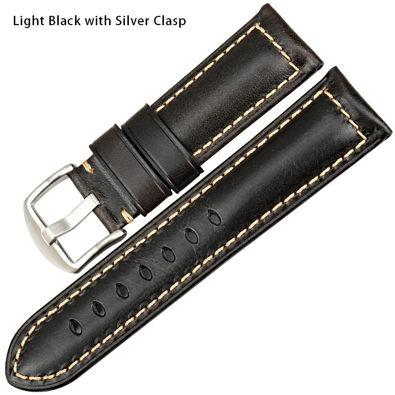 Watchband Watch Accessories Fashion Red Leather Watch Strap For Panerai SEIKO TISSOT Smartwatch Bracelet Vintage Watch Band