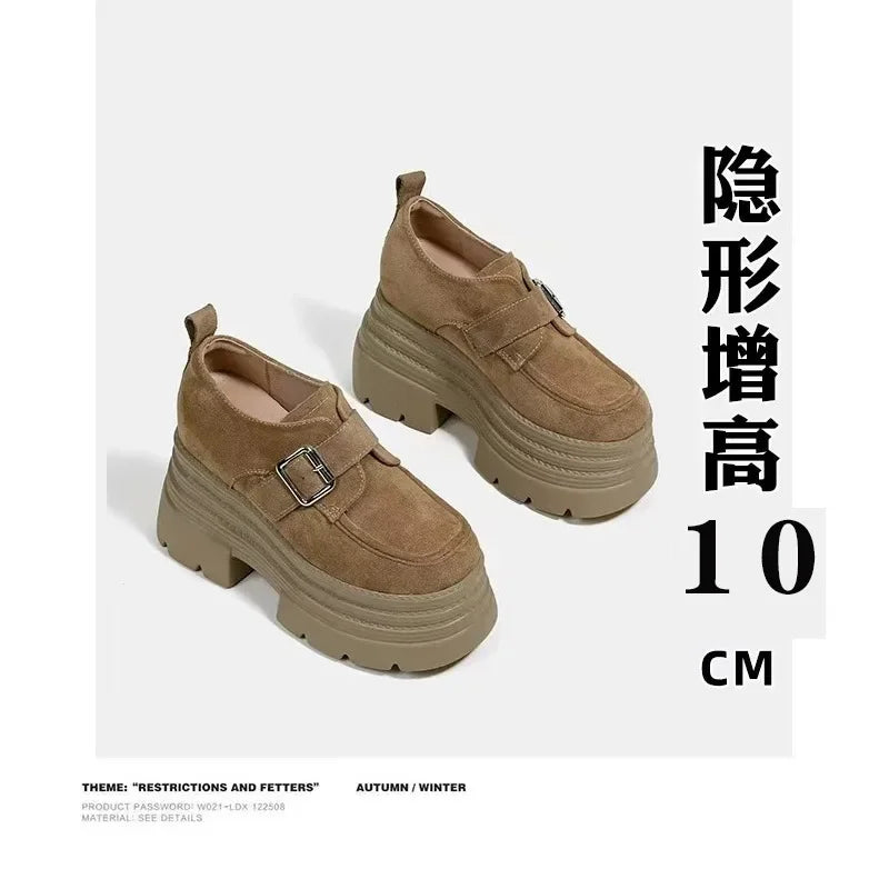 Ladies Shoes 2025 High Quality Buckle Strap Women's High Heels Fashion Round Toe Dress Pumps Women Hot Sale Solid Platform Heels