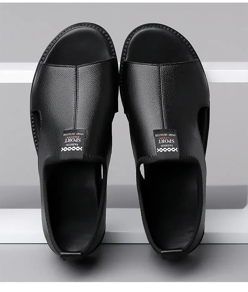 Sandals for Men Brand Casual Shoes Outdoor Fashion Men's Slippers Comfortable Beach Shoes High Quality Leather Man Flat 2025