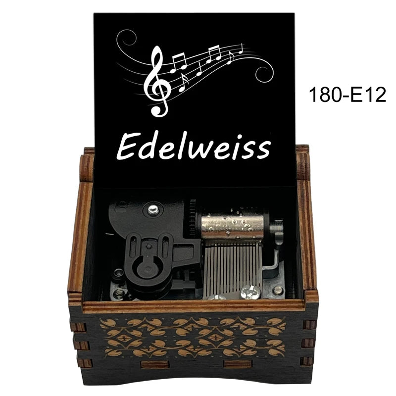 Edelweiss Wooden Music Box 18 Note Wind Up Movement Boutique Friends Birthday Gift Cute Home Decoration