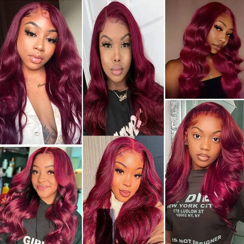 Lafino Loose Body Wave 13x4 Lace Frontal 99j Hd Lace Frontal Wig 13x6 Burgundy Human Hair Wig Colored Human Hair Wigs For  Women