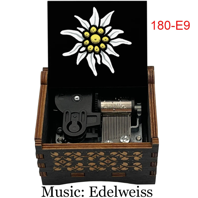 Edelweiss Wooden Music Box 18 Note Wind Up Movement Boutique Friends Birthday Gift Cute Home Decoration