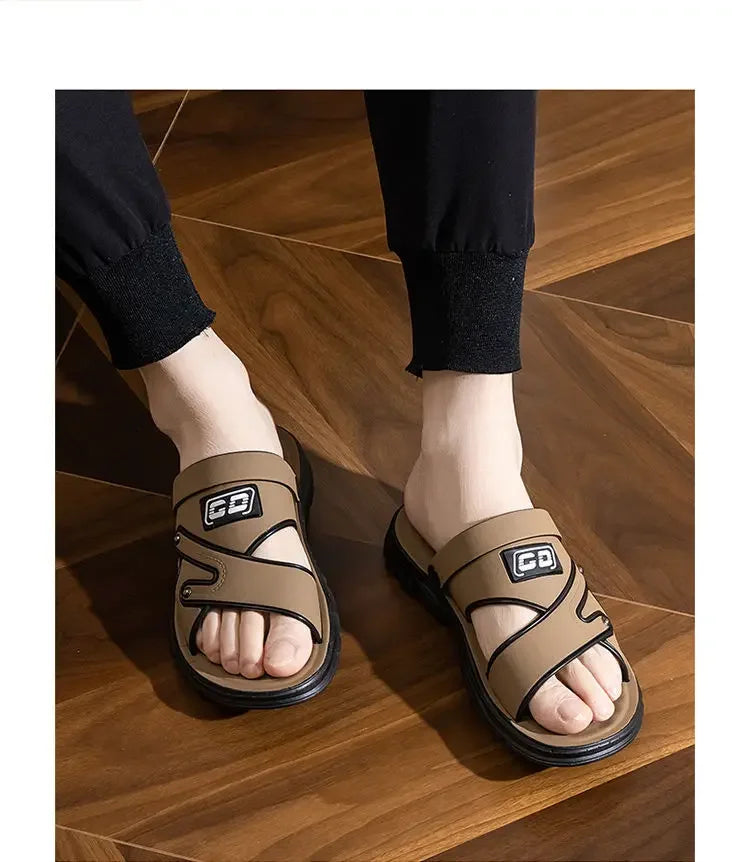 Simple Comfort Mens Slippers Soft Sole Versatile Men Shoe 2025 Summer Comfort Men Sandals Thick Soled Anti Slip Men Casual Shoes