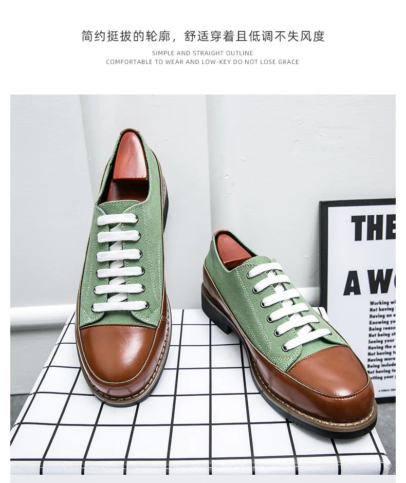 Leather Shoes Men Casual Lace Up Loafers High Quality Low Heel Platform Shoes Leather Premium Casual Luxury Brand Oxford Shoes
