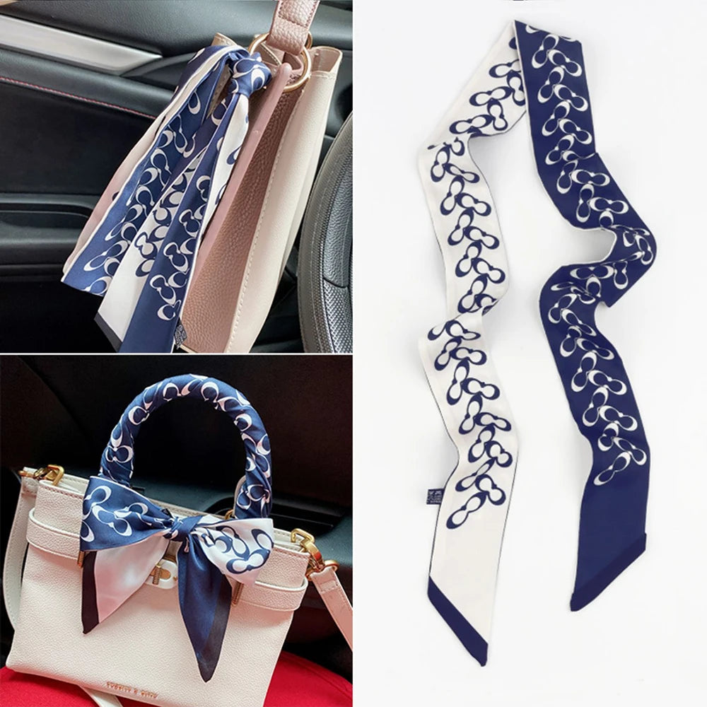 Korean Version of The Autumn Plain Color New Women's Ribbon Hair Ribbon Streamer Tied bag Long belt silk scarf Small Scarf Scarf
