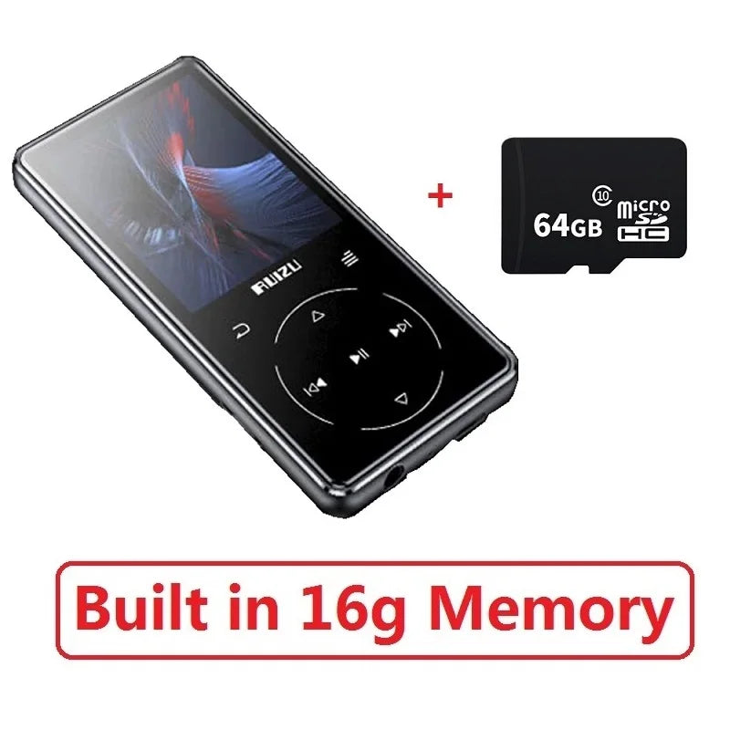 Original RUIZU D16 MP4 Player 8GB/16GB 2.4 inch Screen Bluetooth FM Radio Voice Recorder E-Book Video Portable Audio player