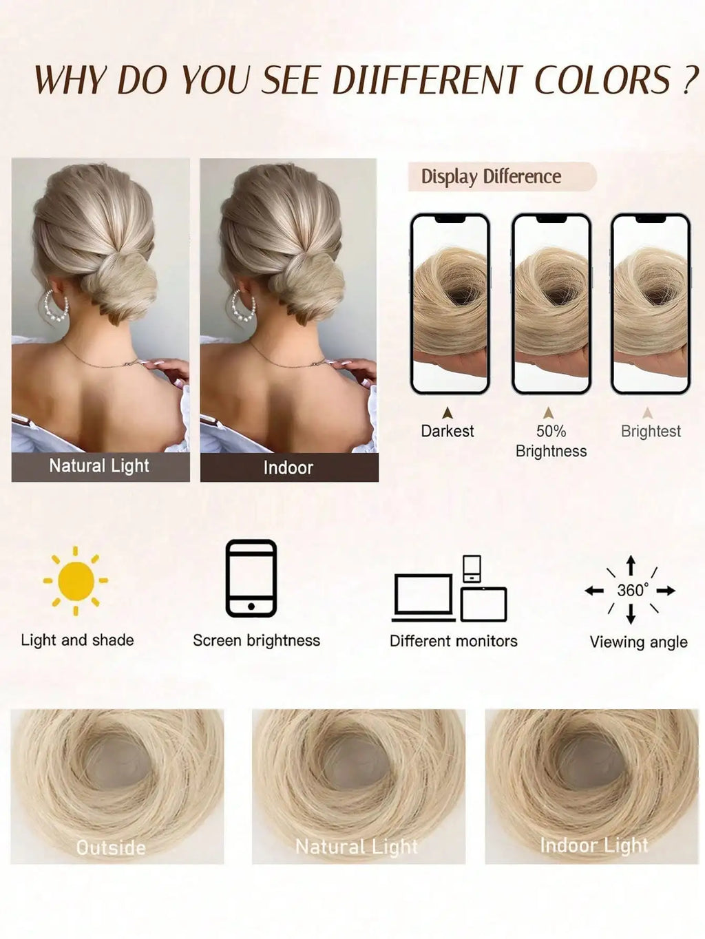 YELOWTIM Synthetic Chignon Elastic Rubber Band Fake Hair Bun Clip in on Hair Tail Extension Updo Hair Piece Ponytail For Women