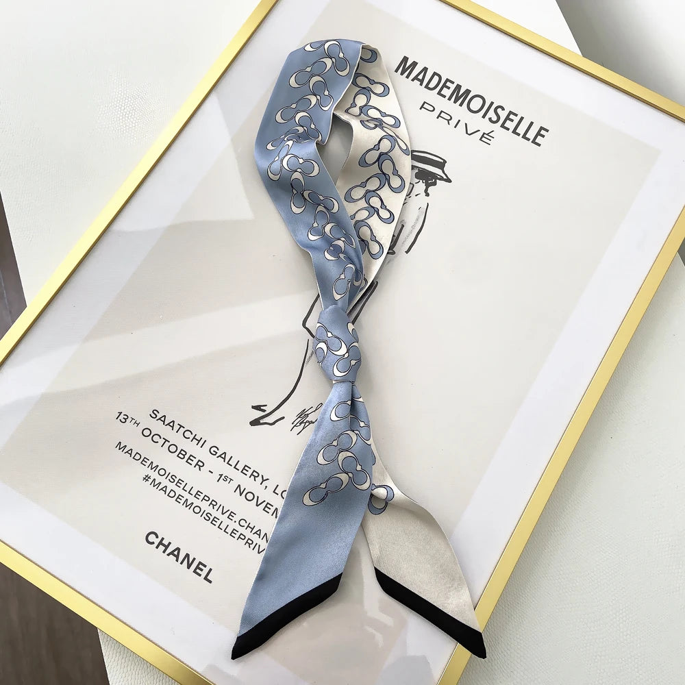 Korean Version of The Autumn Plain Color New Women's Ribbon Hair Ribbon Streamer Tied bag Long belt silk scarf Small Scarf Scarf