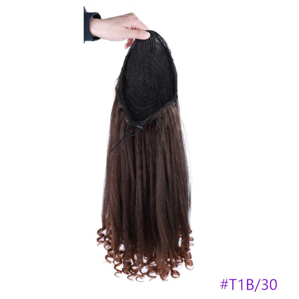 Synthetic Long Curly End Ponytail Extension Synthetic Draw-string Ponytail Clip-In Hair Extension For Women Natural Looking