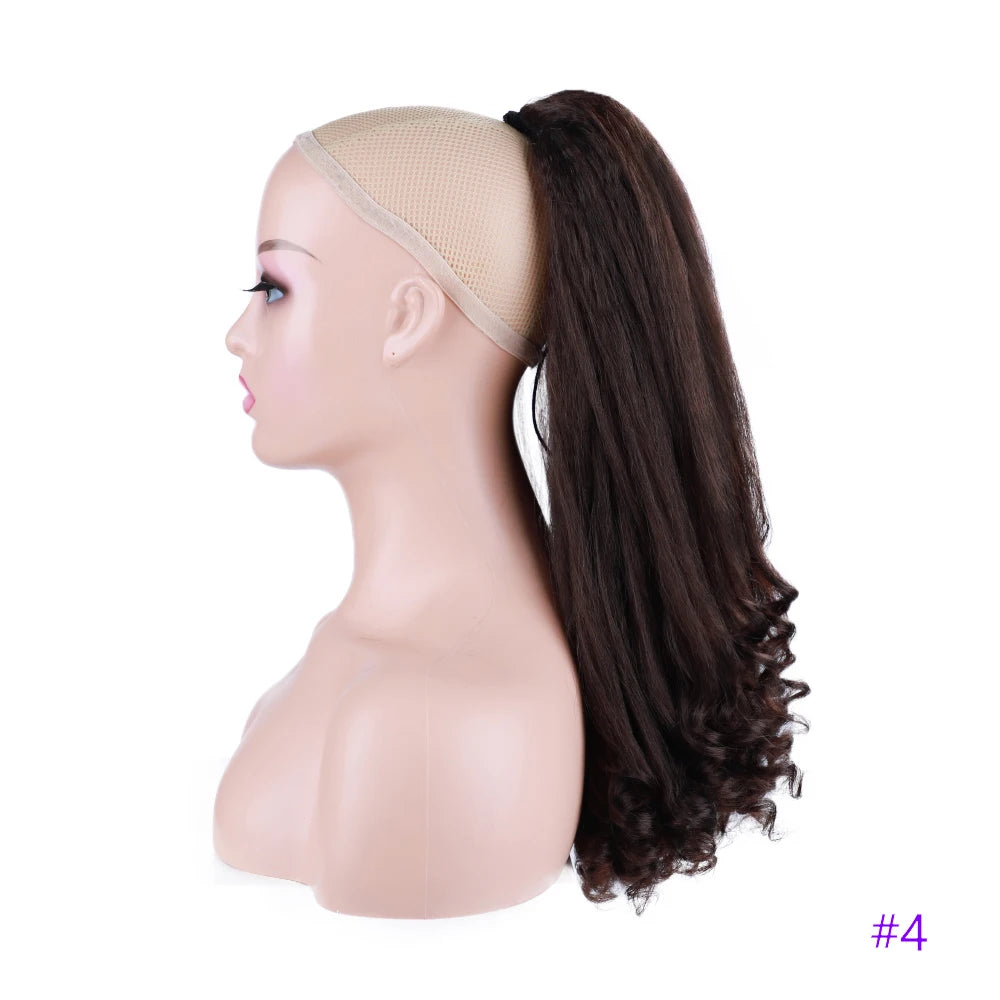Synthetic Long Curly End Ponytail Extension Synthetic Draw-string Ponytail Clip-In Hair Extension For Women Natural Looking